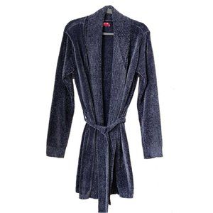 Josie Natori Chenille Tie Front Short Robe Gray L